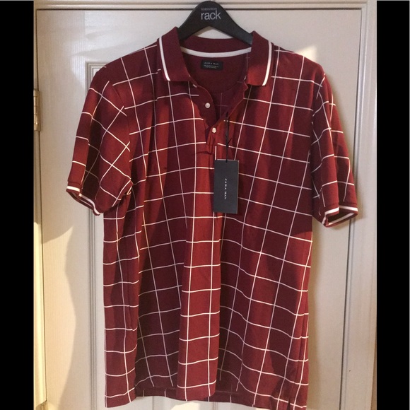 Zara Other - Zara man wine and white stripe polo.